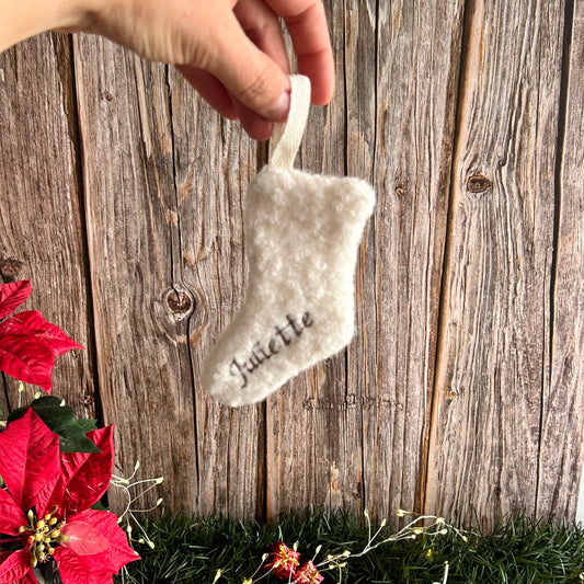 Mini botte de Noël personnalisée – Suspension pour le sapin ✨