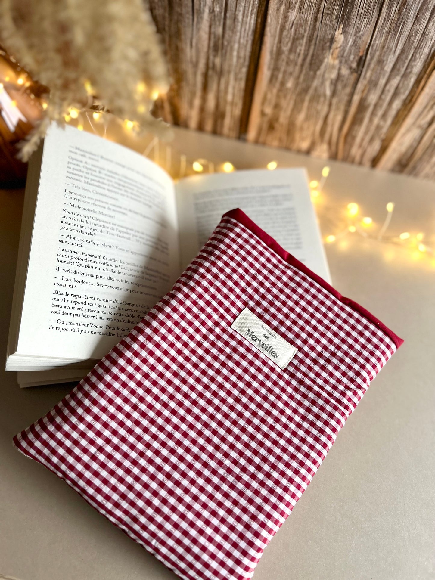 Housse de livre "Vichy rouge"