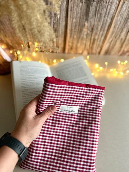 Housse de livre "Vichy rouge"