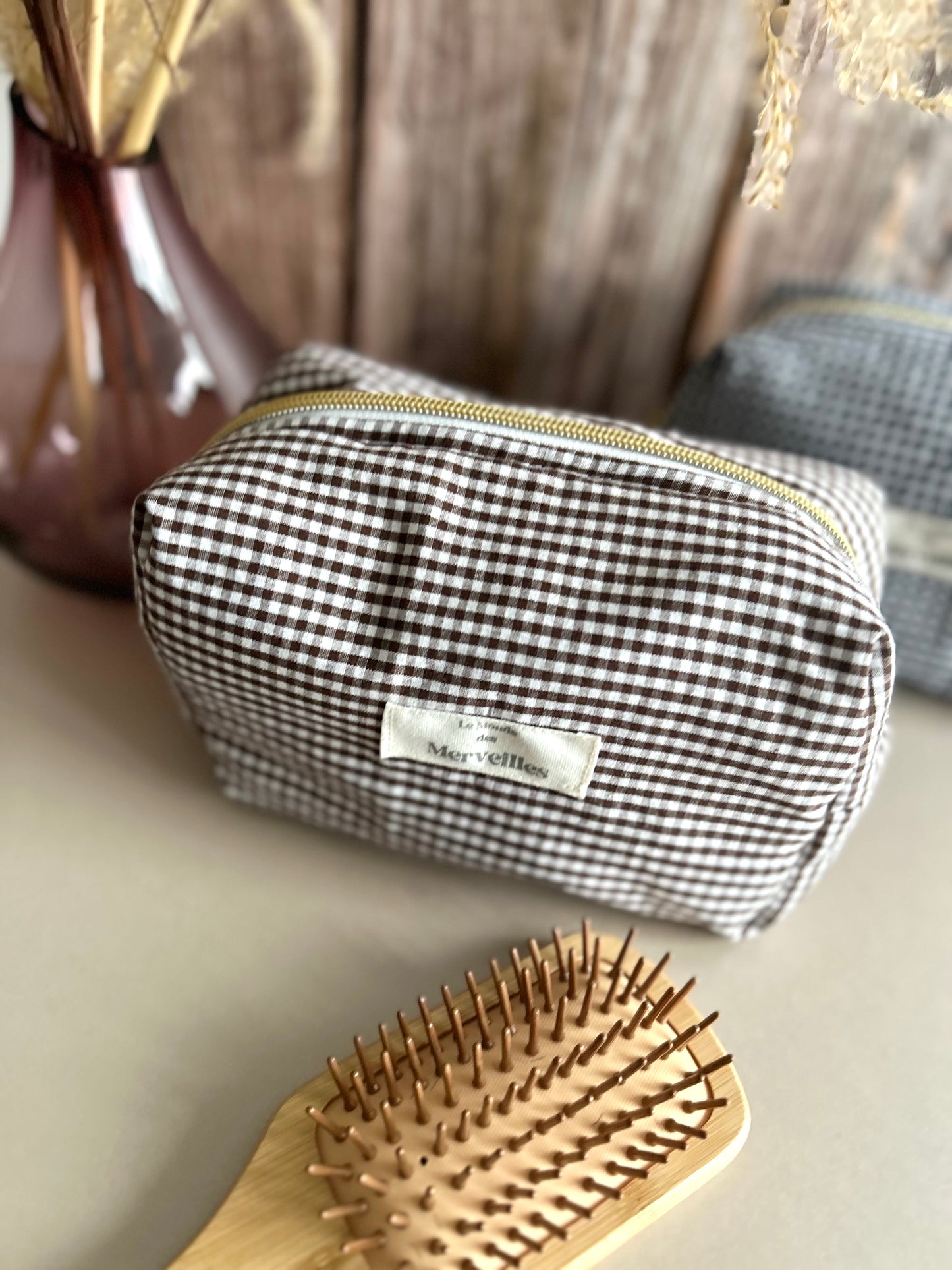 Trousse Vichy marron