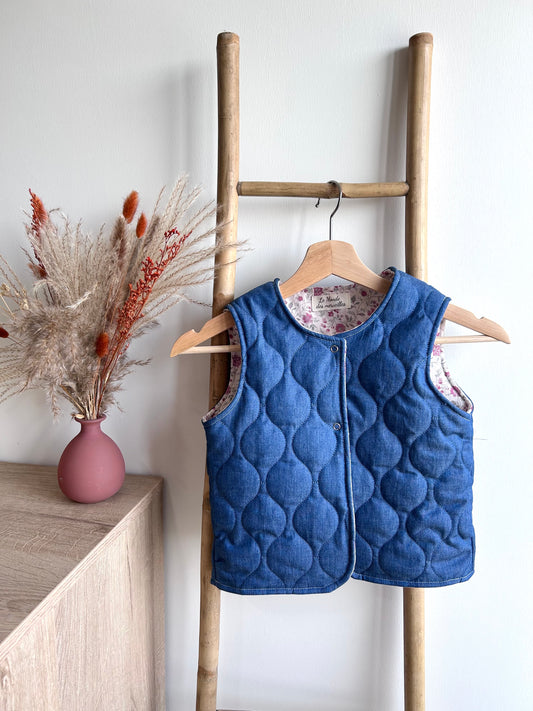 Gilet matelassé jeans bleu adulte