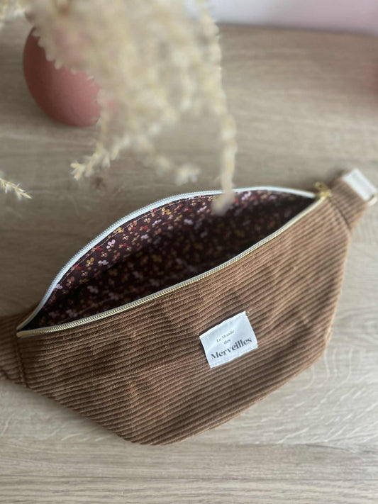 Sac banane velour Camel