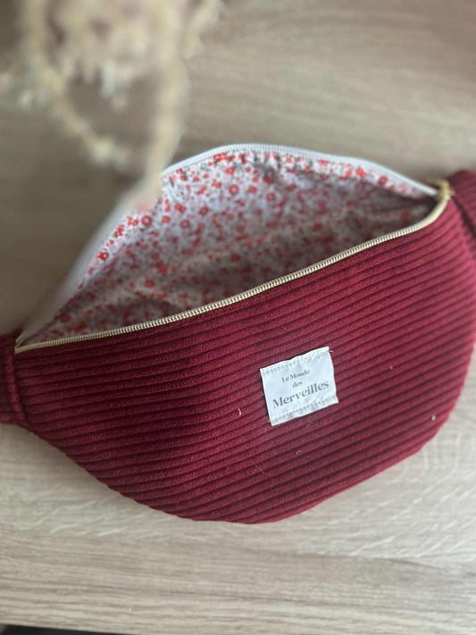 Sac banane velour Bordeau