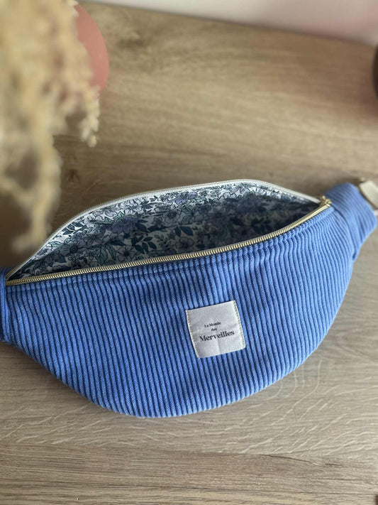 Sac banane velour Bleu lavende