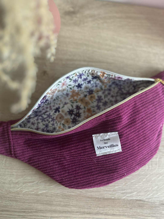 Sac banane velour Magenta