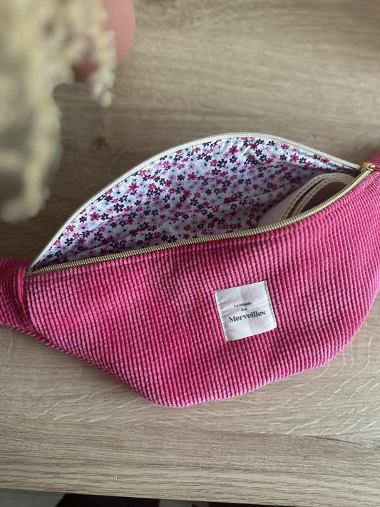 Sac banane velour Fuchsia